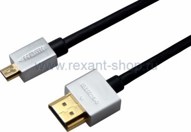 Фотография товара 'Rexant Шнур HDMI - micro HDMI gold 1.5М Ultra Slim 17-6723'