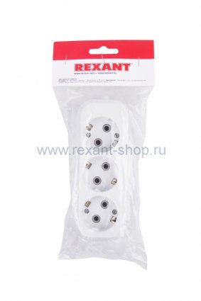 Фотография товара 'Rexant Колодка 3 гнезда с заземлением 11-8704'
