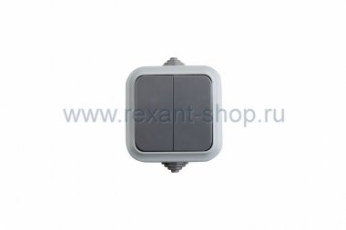 Фотография товара 'Rexant Выключатель двухклавишный влагозащищенный открытой установки 78-0521'