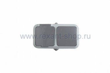 Фотография товара 'Rexant Выключатель одноклавишный + розетка влагозащищенная для открытой установки 78-0529'