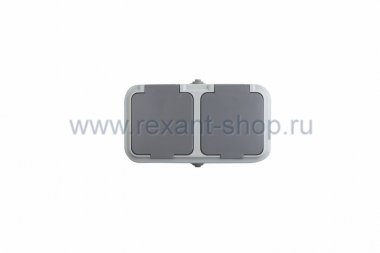 Фотография товара 'Rexant Розетка штепсельная двухместная с заземляющим контактом влагозащищенная для открытой установки 78-0526'