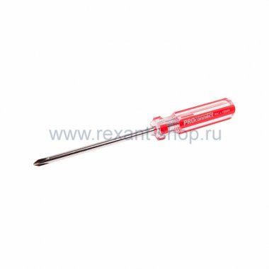Фотография товара 'Rexant Отвертка крестовая PH1 Х 100 мм, прозрачная рукоятка 12-4737'