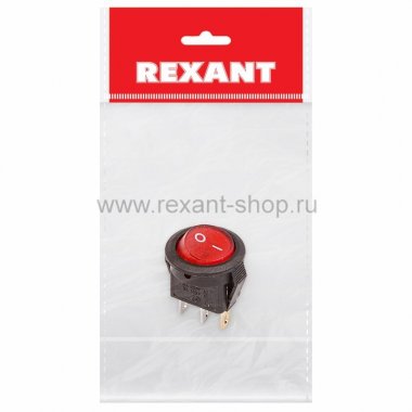 Фотография товара 'Rexant Выключатель клавишный круглый 250V 3А (3с) 36-2530-1'