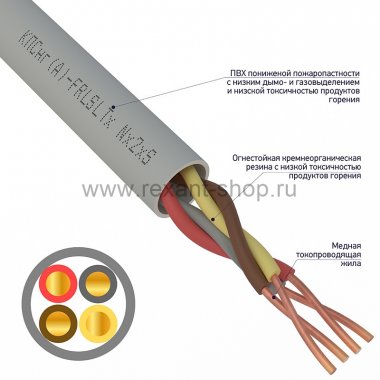 Фотография товара 'Rexant Кабель огнестойкий КПСнг(А)-FRLSLTx 2x2x0,35 мм, 01-4936'