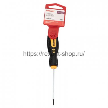 Фотография товара 'Rexant Отвертка крестовая PH 00х75 мм, двухкомпонентная рукоятка, 12-6401'