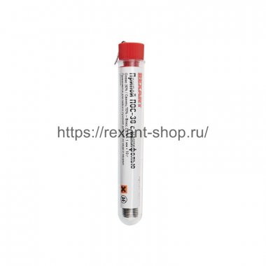 Фотография товара 'Rexant Припой с канифолью ПОС-30 , 10 г, ?1.0 мм, 09-3099'