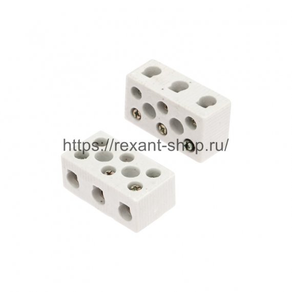 Фотография товара 'Rexant Клемма керамическая винтовая 12 мм? 3 пары контактов 07-6227'