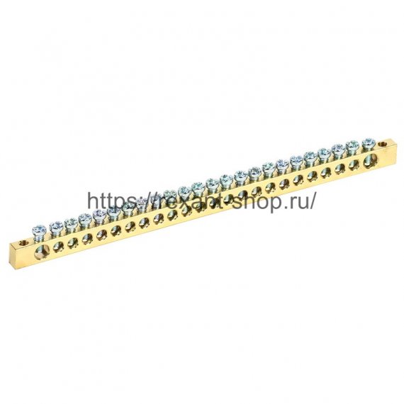 Фотография товара 'Rexant Шина PEN «земля-ноль» 6х9 мм 24/2 (24 группы/крепеж по краям) 11-2371'