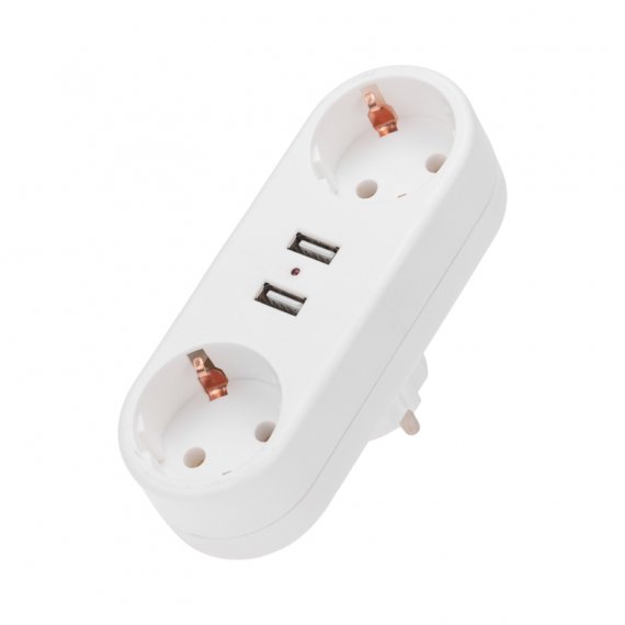 Фотография товара 'Rexant 11-1090 Двойник электрический линейный 16А с/з + 2 USB-порта, 2,4 А'