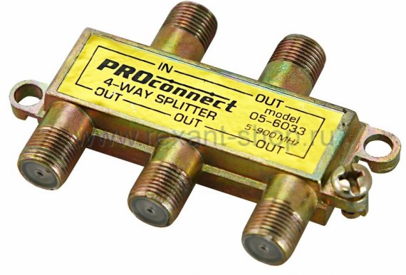 Фотография товара 'Rexant ДЕЛИТЕЛЬ ТВ х 4 под F разъём 5-900 МГц 05-6033'