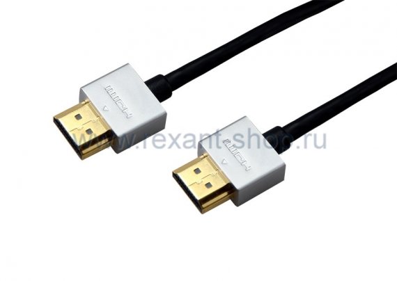 Фотография товара 'Rexant Шнур HDMI - HDMI gold 0.75М Ultra Slim 17-6701'