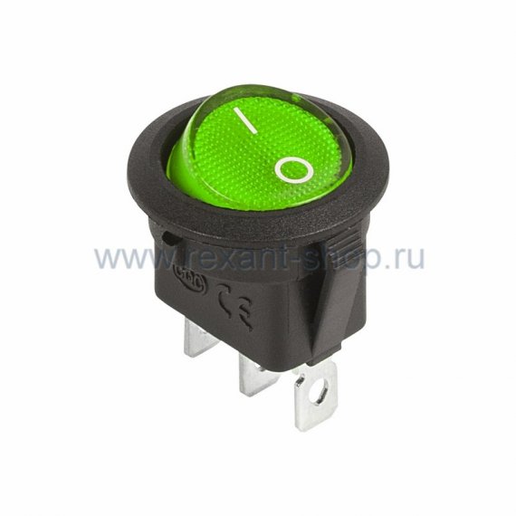 Фотография товара 'Rexant Выключатель клавишный круглый 12V 20А (3с) 36-2588'