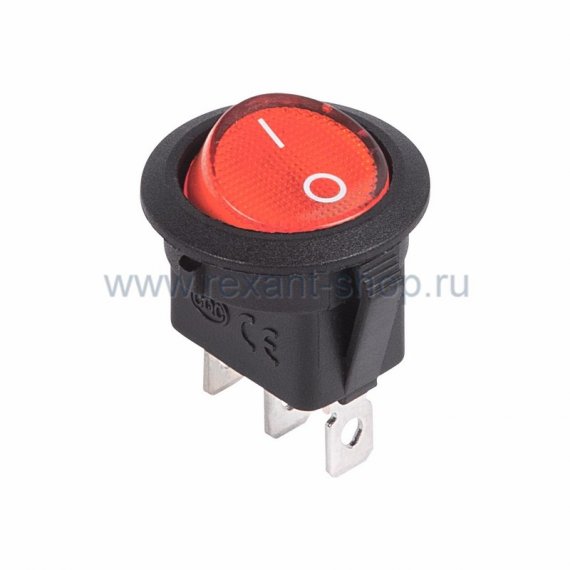 Фотография товара 'Rexant Выключатель клавишный круглый 12V 20А (3с) 36-2585'