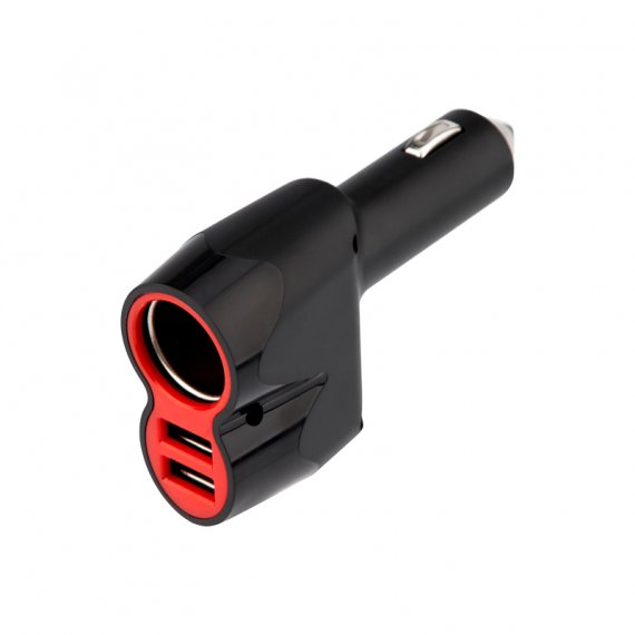 Фотография товара 'Rexant 16-0299 Автозарядка в прикуриватель АЗУ 2хUSB+гнездо, 12-24V, 5V,1 000mA'