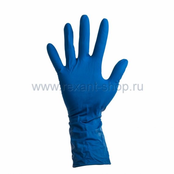 Фотография товара 'Rexant Перчатки латексные синие М 09-0244'