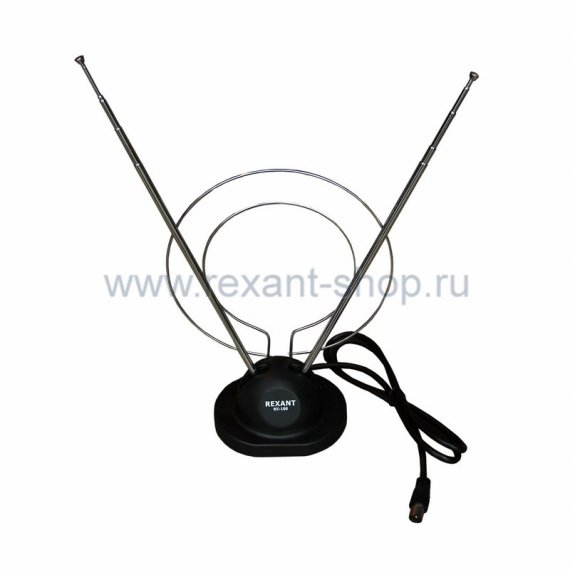 Фотография товара 'Rexant RX-100 антенна комнатная телескопическая на подставке 34-0100'