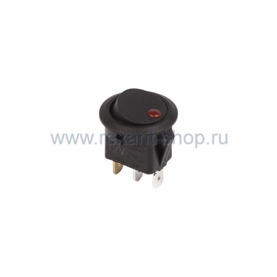 Фотография товара 'Rexant Выключатель клавишный круглый 12V 16А (3с) 36-2580'