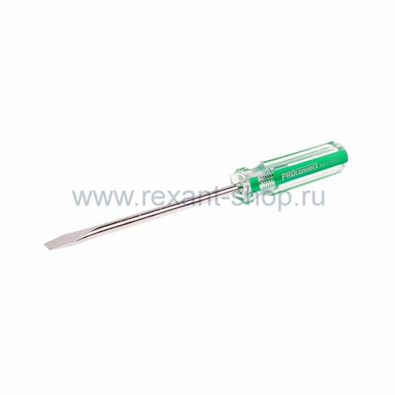 Фотография товара 'Rexant Отвертка шлицевая SL6 Х 125 мм, прозрачная рукоятка 12-4733'