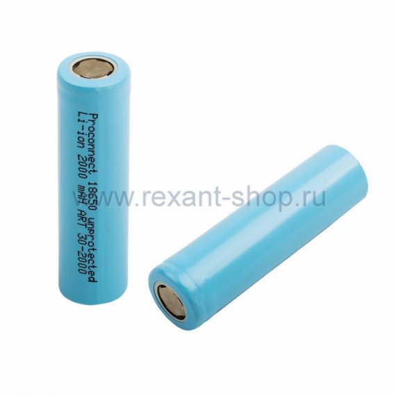 Фотография товара 'Rexant Аккумулятор 18650 unprotected Li-ion 2000 mAH 30-2000-01'