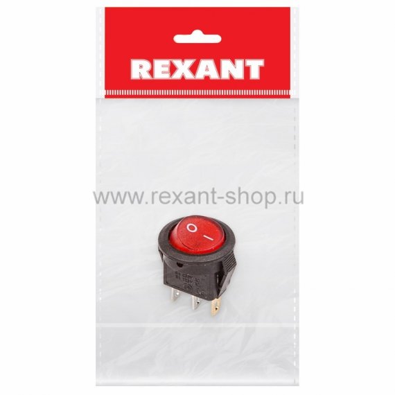 Фотография товара 'Rexant Выключатель клавишный круглый 250V 3А (3с) 36-2530-1'