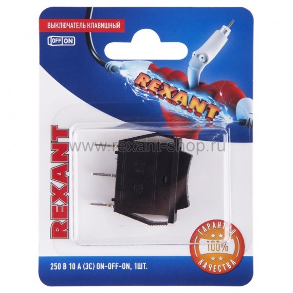 Фотография товара 'Rexant Выключатель клавишный 250V 10А (3с) 06-0302-A'