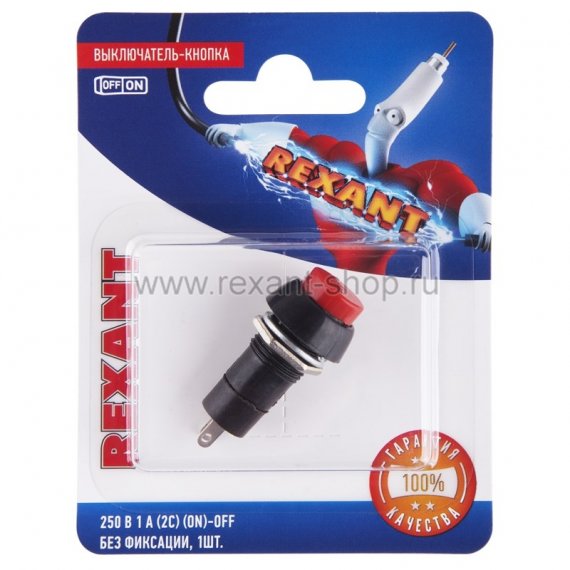 Фотография товара 'Rexant Выключатель-кнопка 250V 1А (2с) 06-0315-A'