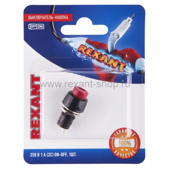 Фотография товара 'Rexant Выключатель-кнопка 250V 1А (2с) 06-0317-A'