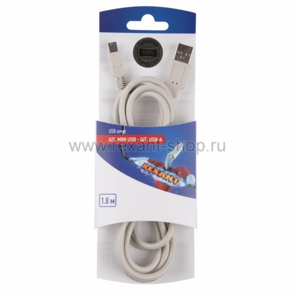 Фотография товара 'Rexant Шнур mini USB, USB-A 1.8M 06-3156'