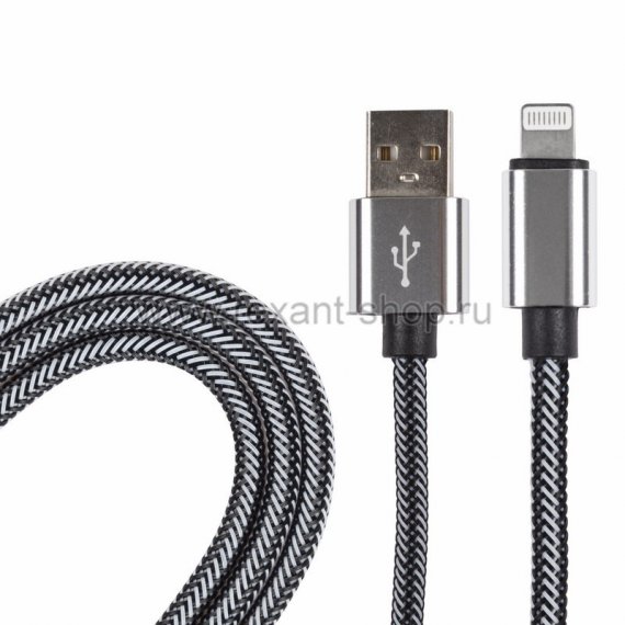 Фотография товара 'Rexant USB кабель для iPhone 5/6/7/8/X моделей, в армированной оплетке 18-7031-9'