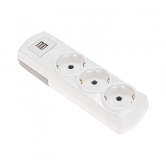 Фотография товара 'Rexant 13-4402 Колодка PREMIUM 3 гнезда, с/з, 2 USB'
