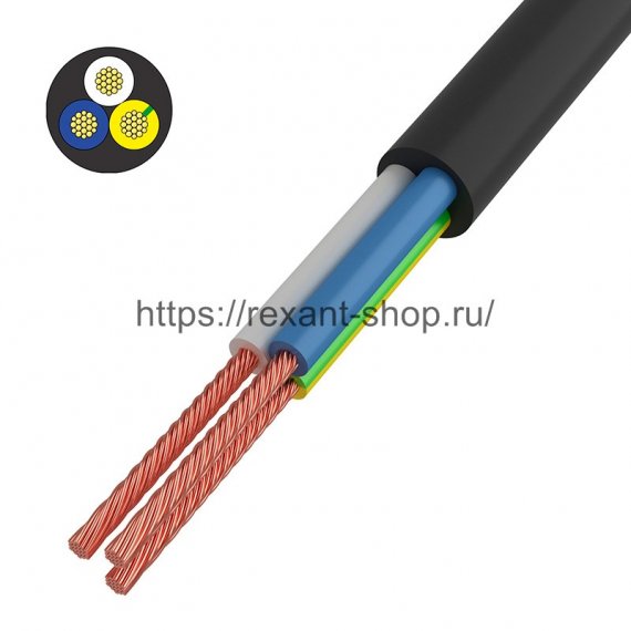 Фотография товара 'Rexant Провод соединительный ПВС 3x0,75 мм?, 01-8043-50'