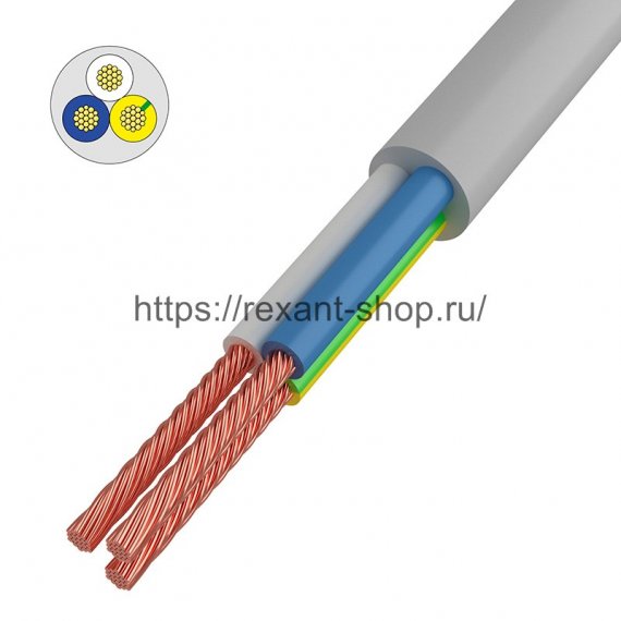 Фотография товара 'Rexant Провод соединительный ПВС 3x1,0 мм?, 01-8044-10'