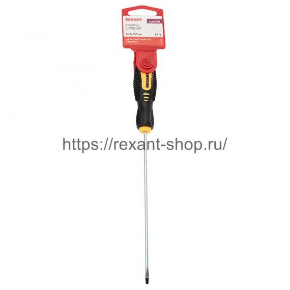 Фотография товара 'Rexant Отвертка шлицевая SL 3х150 мм, двухкомпонентная рукоятка, 12-6422'
